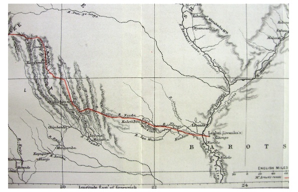 1889 Arnot   CENTRAL AFRICA   Natal   ZAMBESI   Congo   COLOR ROUTE 