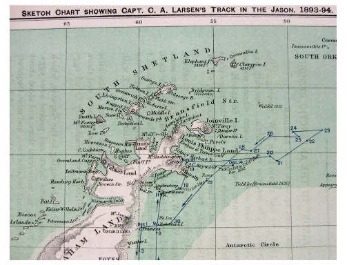 1894 Larsen Whaling Expedition Antarctic Hunting Penguins Color Map 10